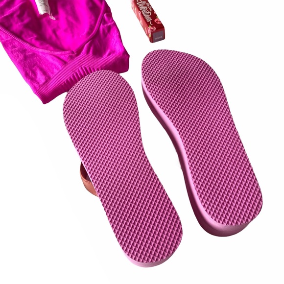 new Lucky Brand ♧ Floral Crochet Trim Platform Flip Flop ♧ Rose Pink ♧ Size 6 - Picture 13 of 16